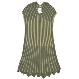 Floris Dress Gold Green Open Knit Crochet Cover Up Size S/M Beachy Boho Resort